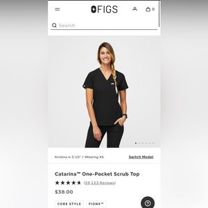 FIGS Catarina One Pocket Top - XS Black NWT!